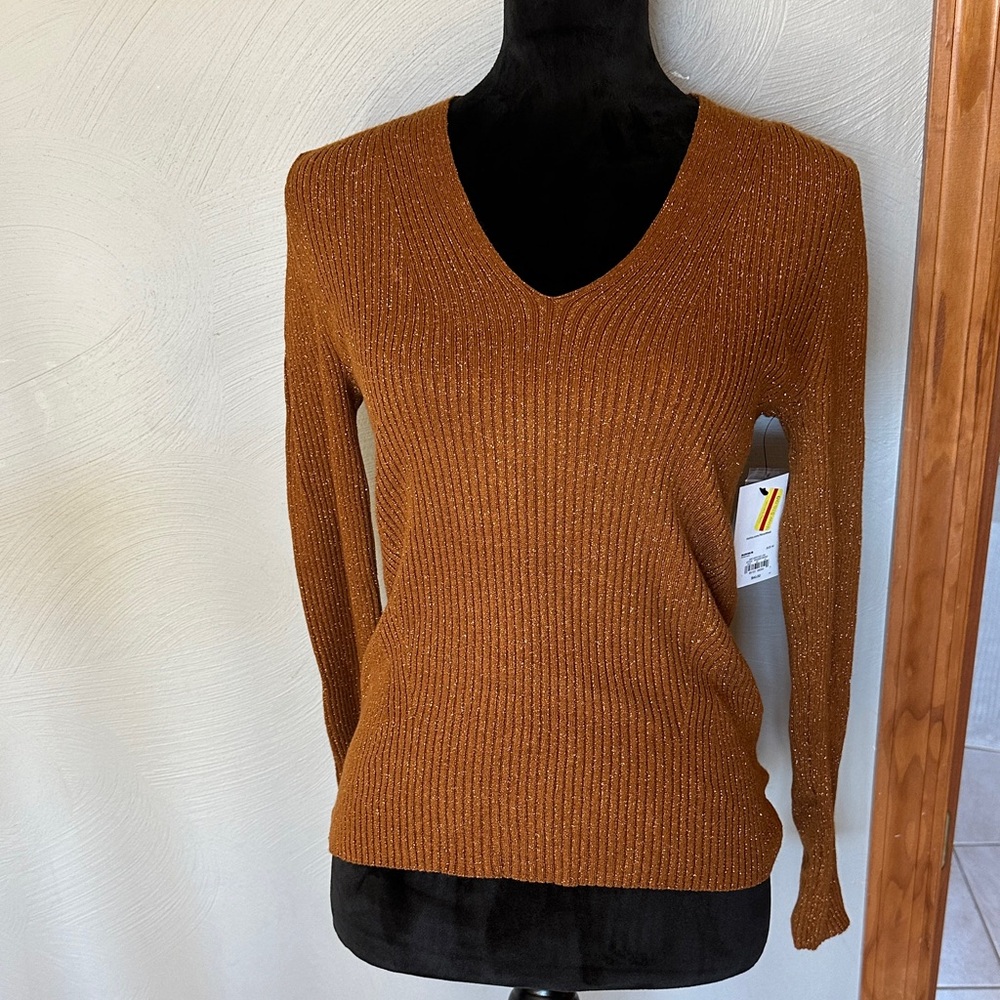 NEW! Nine West Women's V-Neck Sweater in Rich Brown